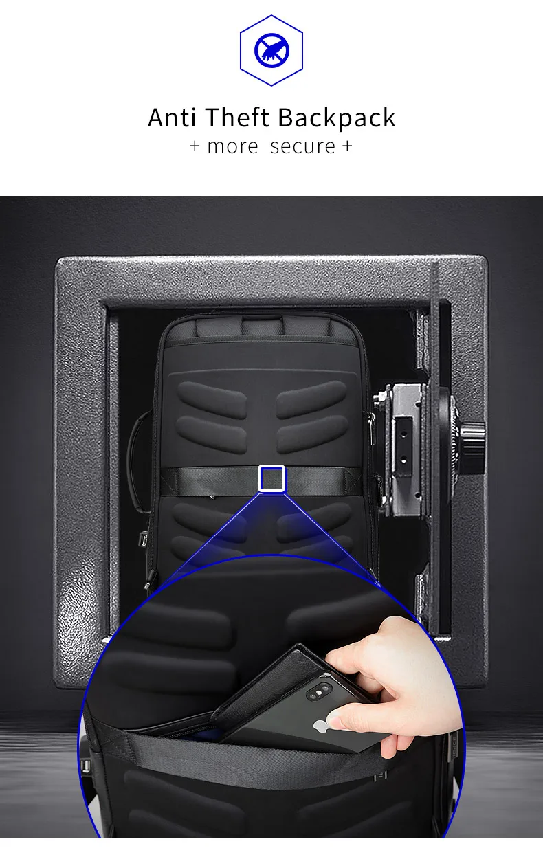 BOPAI деловой рюкзак мужской usb Противоугонная сумка для компьютера Увеличенная емкость рюкзак для ноутбука