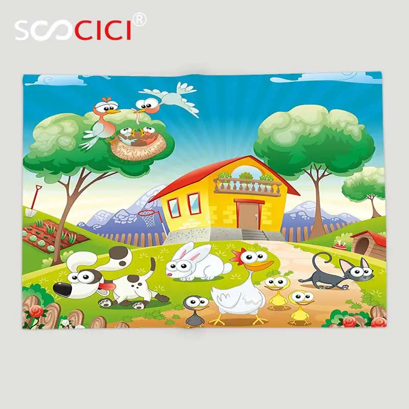 Мягкое Флисовое одеяло на заказ животное милый фермерский дом пейзаж с полным