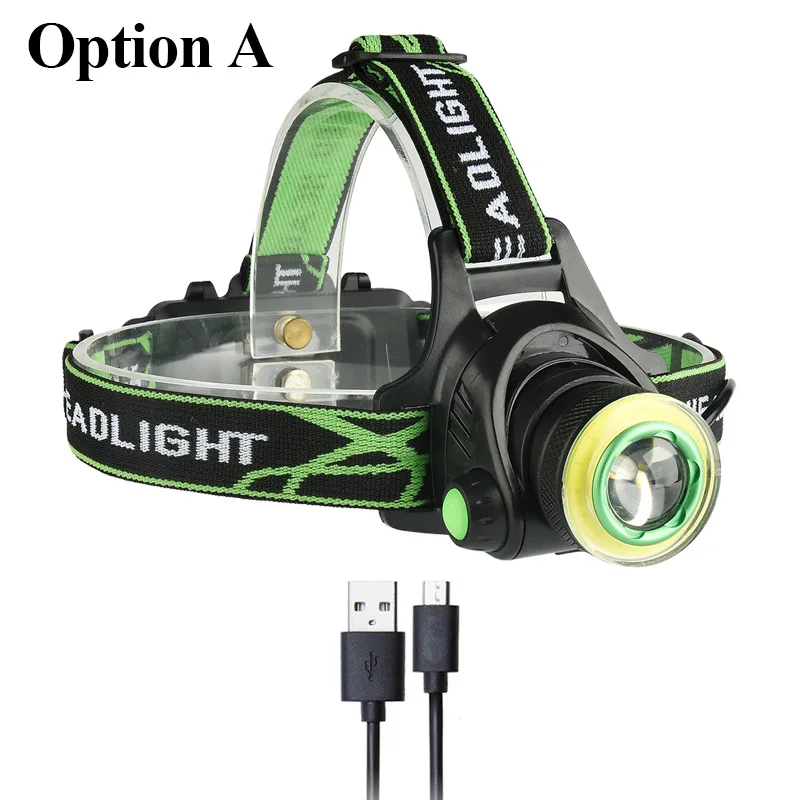 Option A Litwod Z207403 светодиодный налобный светильник 1000LM CREE XM-L2 T6 COB Micro USB зарядное устройство Головной фонарь портативный светильник фонарь - Испускаемый цвет: Option A