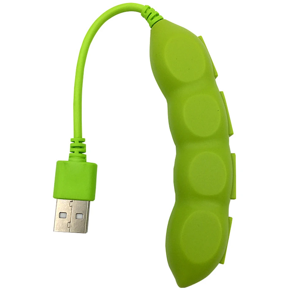 Мультфильм горох Овощной внешний 4-Порты и разъёмы USB 2,0 концентратор Зарядное устройство для передачи данных кабель сплиттер Мощность зарядный адаптер для ноутбук компьютер ПК