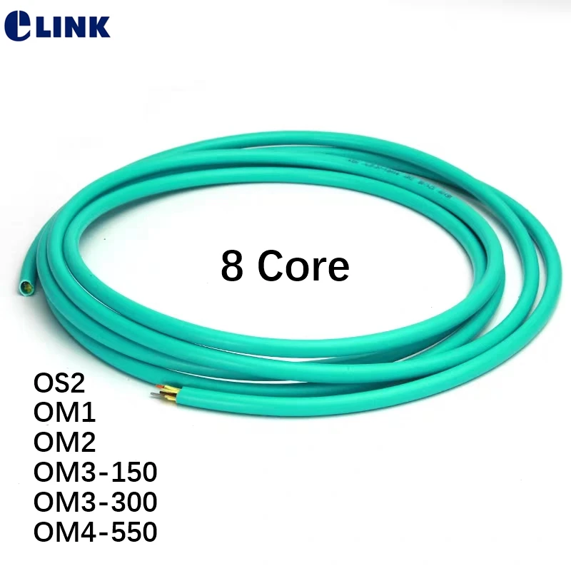 100Mtr 8 cores bundle fiber optic cable GJFJV 8 indoor OS2 OM1 OM2 OM3 OM4 9125 50125 625125um SM MM 8 fibers wire ELINK