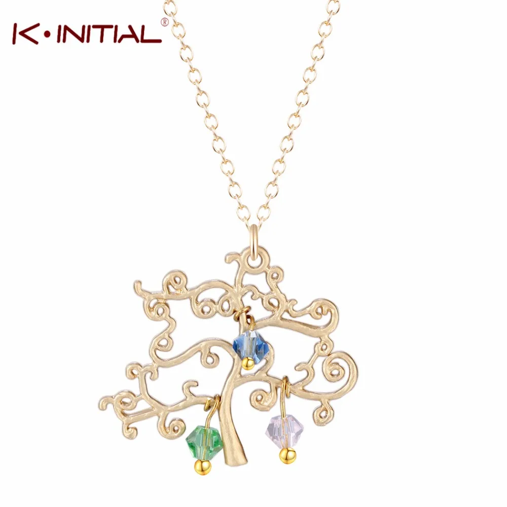 

Kinitial 1Pcs Trendy Family Tree Necklace Birthstones&Names Life Tree Pendant Mom /Grandma Necklace Mother's Day Gift collares