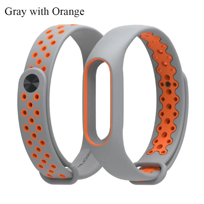 Gray with orange NIYOQUE для mi band 2 ремень дышащая Водонепроницаемый впитывает пот и mi 2 диапазона Замена TPU браслет для Xiaomi mi Band 2 - Цвет: Gray with orange