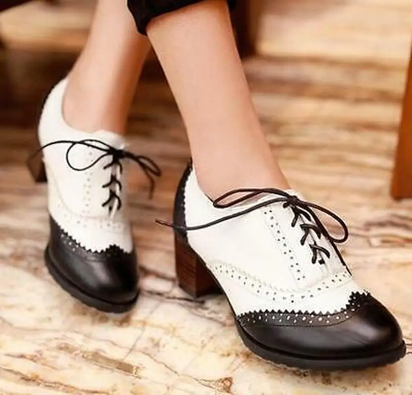 Женские броги в стиле ретро со шнуровкой консервативный дизайн Туфли-оксфорды из