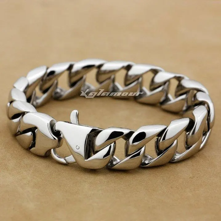 Модный однотонный мужской Байкерский браслет Rocker из нержавеющей стали 316L