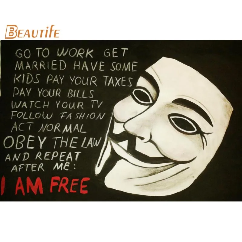 Новое поступление V for Vendetta плакат ткань Шелковый украшения дома настенный