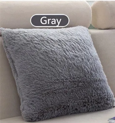 Gray 40x40 см/15,75x15,75 дюйма, однотонный чехол для подушки, длинная плюшевая декоративная наволочка для подушки, наволочка для дивана, наволочка для подушки, домашний декор - Цвет: Gray