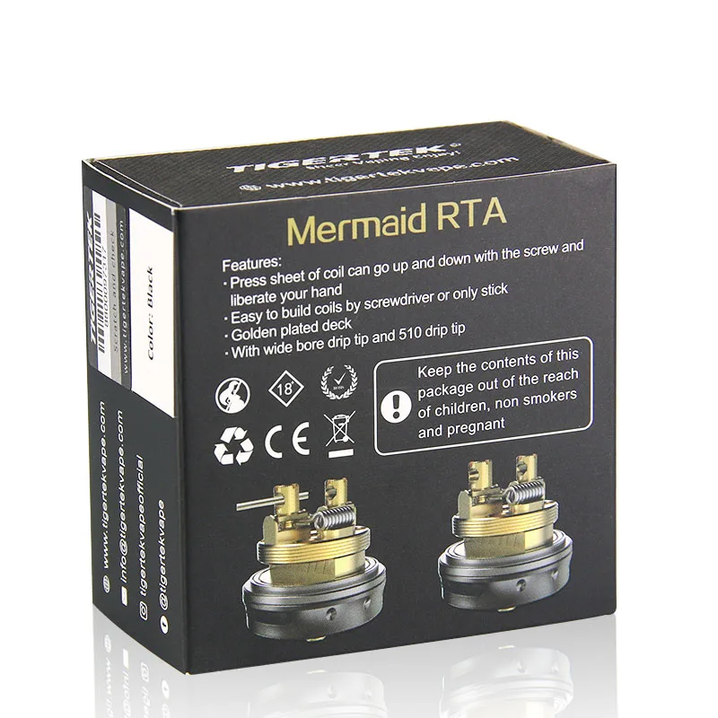 Оригинальная электронная сигарета Tigertek Mermaid RTA Tank 3 5 мл Регулируемый нижний поток