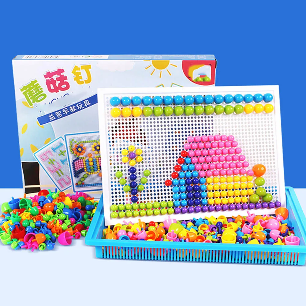 296 зерна мозаики pegboard гриб Гвозди комплект Бусины DIY науки головоломки игрушка