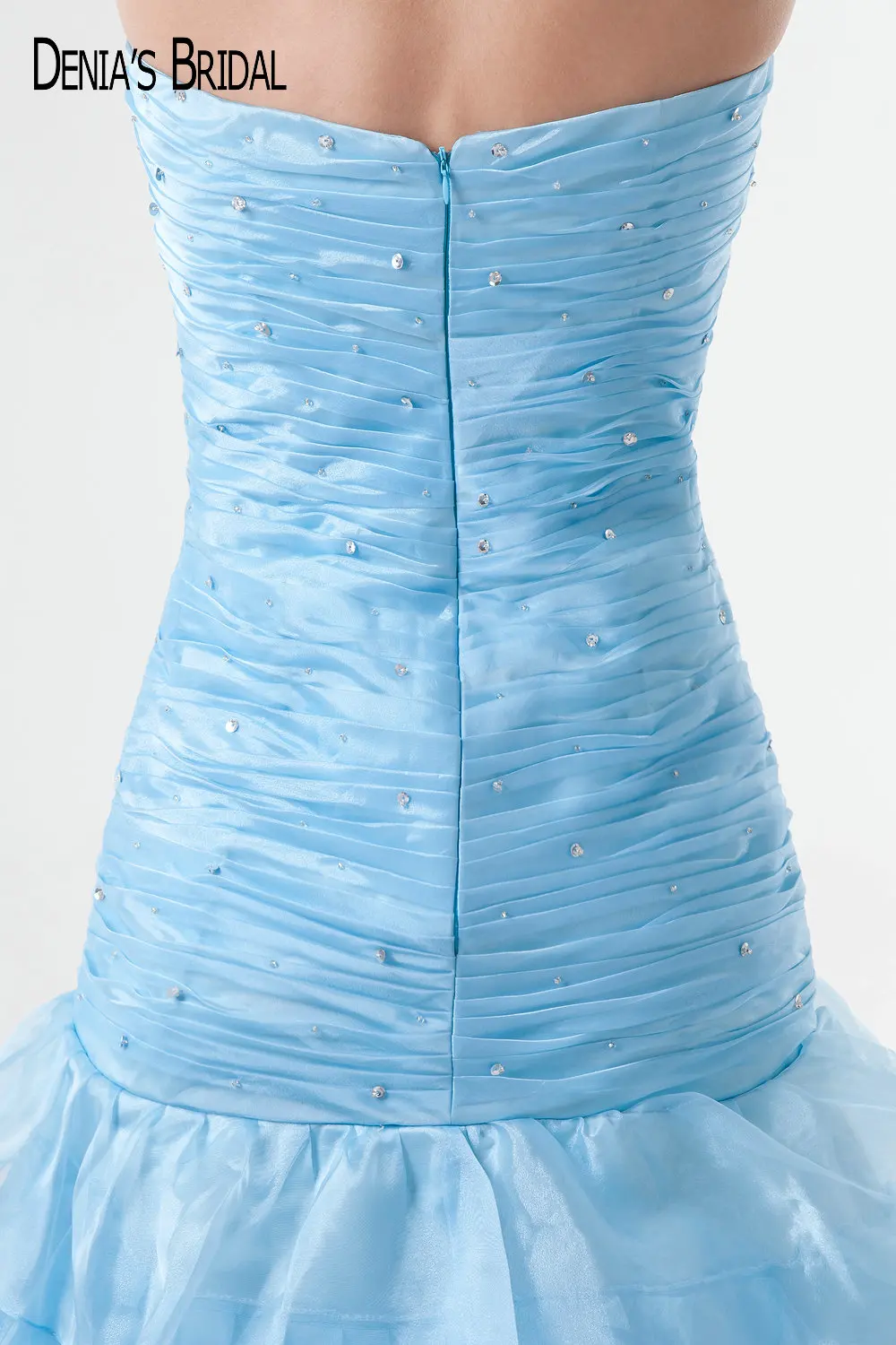 Синее вечернее платье-Русалка с оборками без бретелек | Свадьбы и торжества