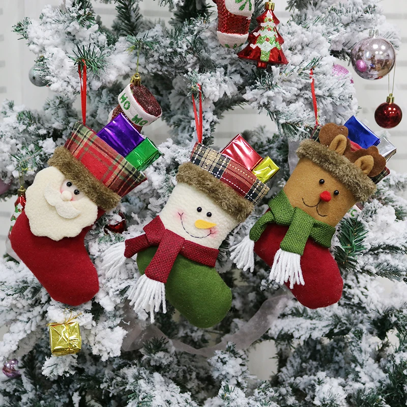 2019 Christmas Gift Santa Sacks Ornaments Festival Party Hanging Candy Bags Xmas Tree Decoration Snowman Stockings Regali Natale | Дом и сад