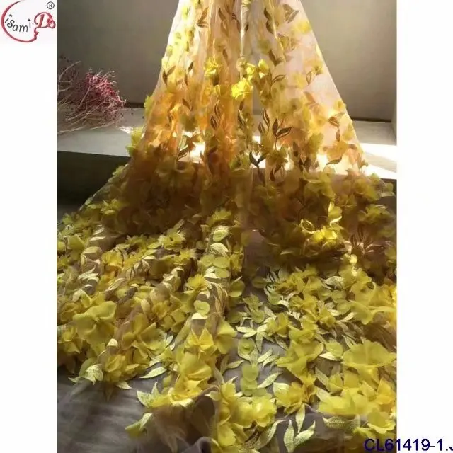 5 ярдов синего 3D кружева, розовые цветы, вышивка, кружевная ткань, 3D цветы, розовые украшения. высококачественное вечернее платье невесты YZ2260