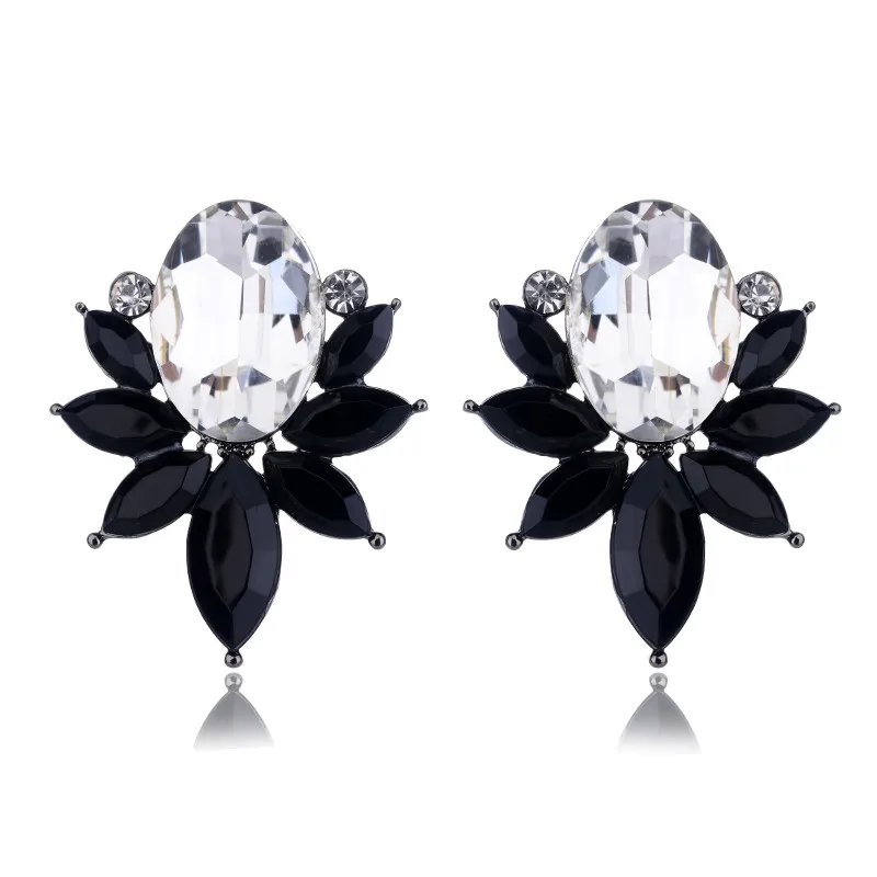 Серьги-гвоздики с опалом и кристаллами 9 цветов | Украшения аксессуары