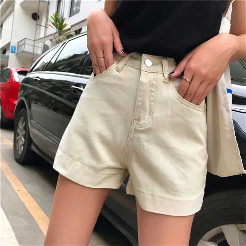 Женские шорты с высокой талией HziriP летние однотонные джинсы 2 вида цветов |