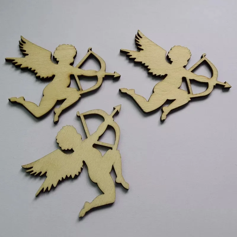 

50x Cupid Unfinished Wood Shape Cutout Valentines Day Decor