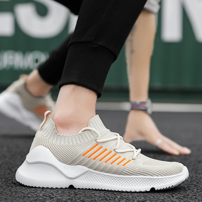 HEINRICH Men Fly-Knitted Shoes Light Sneakers Fashion Sock Outdoor Walking Breathable Footwear Erkek Ayakkab | Обувь