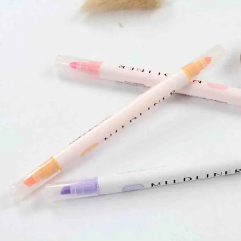 12 цветов Набор ручек Mildliner двойная головка круглый носок/скошенный пастельный