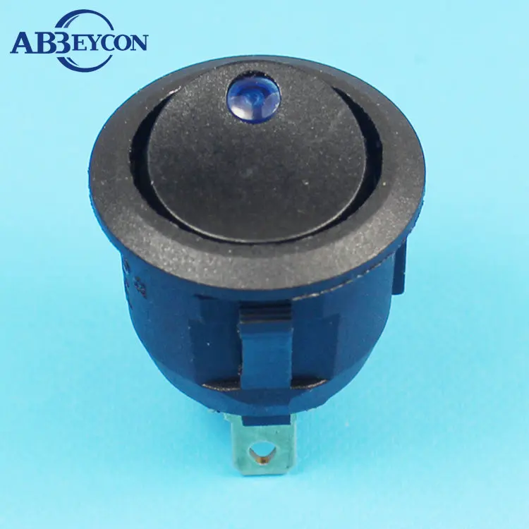 

RS247 small black round rocker switch with light t85 250v with illumination on-off function