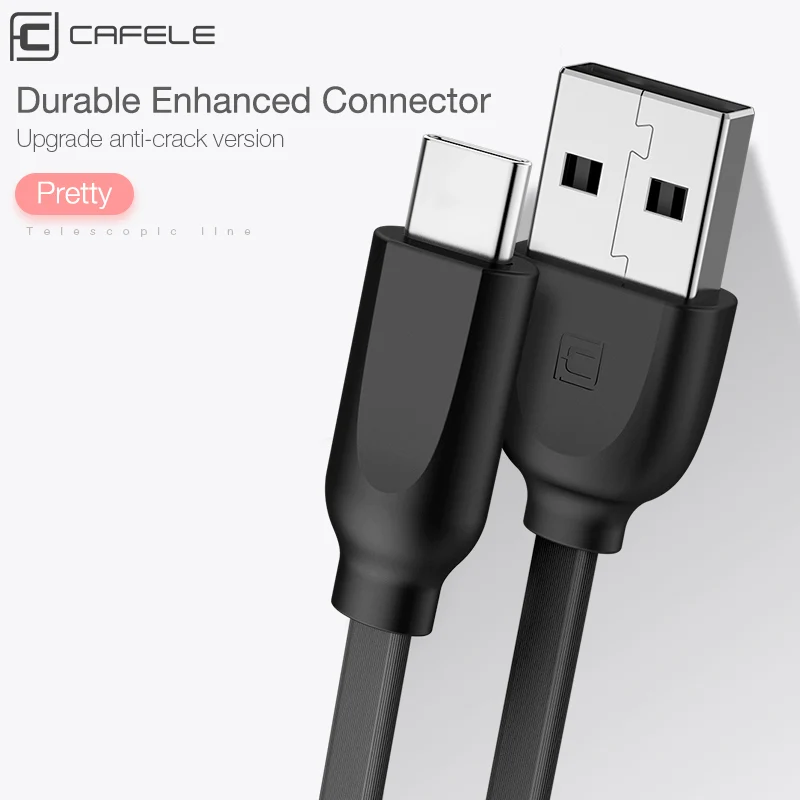 Кабель Cafele USB C для Xiaomi 8 Mi A1 A2 кабель Type Huawei P20 P10 Mate 10 Type-C 100 см | Мобильные телефоны и