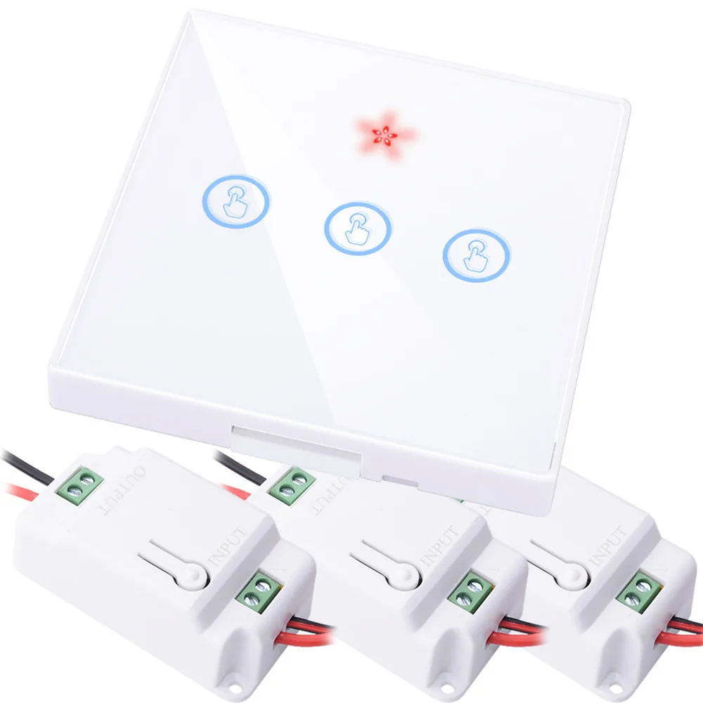 3 gang 3 Receiver W SMATRUL, умный беспроводной сенсорный светильник, стеклянный экран, РЧ пульт дистанционного управления, 1, 2, 3 банды, 433 МГц, настенная панель, кнопка, 110 В, 220 В, светодиодная лампа - Цвет: 3 gang 3 Receiver W