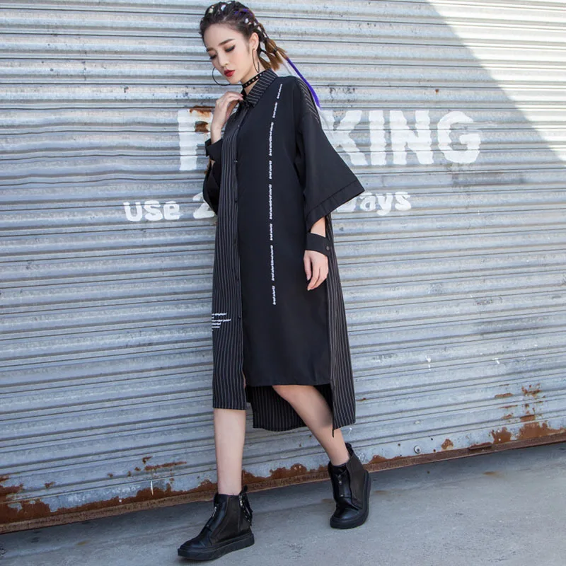 TWOTWINSTYLE Полосатое Платье рубашка для женщин 2019 летний топ Laprl запястье с