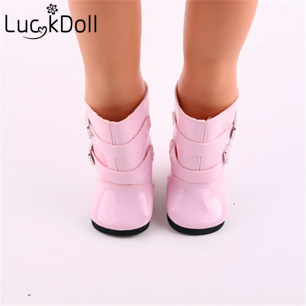 LUCKDOLL 7pairs Solid Color Rain BootsFit 18 Inch American 43cm Baby Doll Clothes Accessories GirlsToys Generation Birthday Gift | Игрушки и