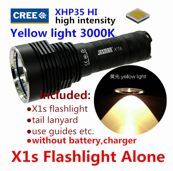 Jaxman X1s бросок версия CREE XHP35 HI 26650/18650 светодиодный фонарик охотничьи фонари - Испускаемый цвет: Yellow light only