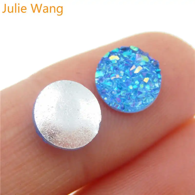 Julie Wang 100 шт. 8 мм обратная сторона из смолы друзы круглые Кабошоны камея для