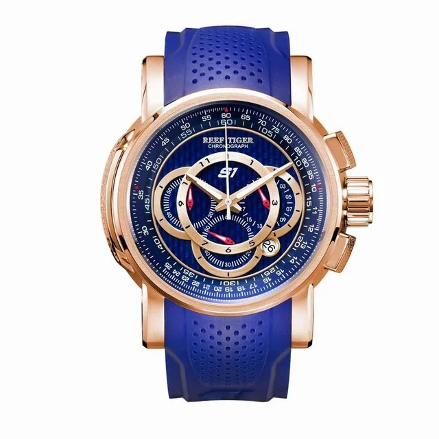Reef Tiger Aurora Serier RGA3063 мужские многофункциональные спортивные водонепроницаемые кварцевые наручные часы с хронографом - Цвет: P5