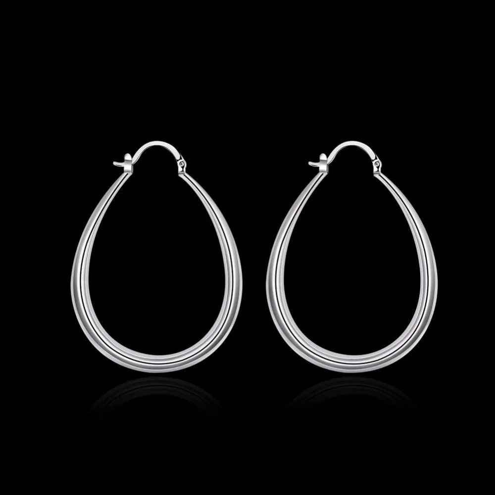 Hot Sale 925 Jewelry Silver Earring Fashion Solid U Shaped Hoop Earrings Women Men Free Shipping | Украшения и аксессуары