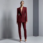 Пиджак и брюки винно-красного цвета, женские деловые костюмы, офисная униформа, элегантный формальный костюм для женщин, брючный костюм, комплект из 2 предметов на заказ