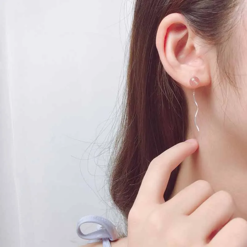 Korean Strawberry Quartz Real 925 Sterling Silver Ear Line Drop Earrings For Women Statemnet Chain Earring Party Gifts | Украшения и