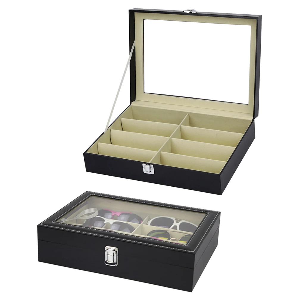 Дисплей Коллекция хранения Футляр для очков отсек из искусственной кожи