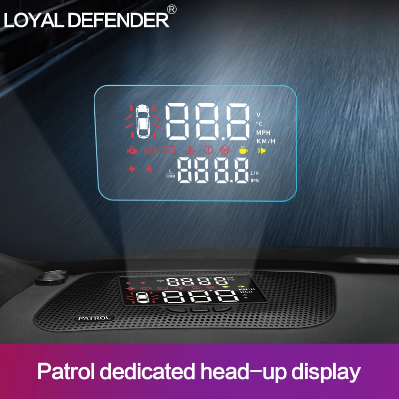 Автомобильный HUD Дисплей для Nissan Patrol левый руль Аварийная сигнализация Предупреждение Лобовое стекло проектор