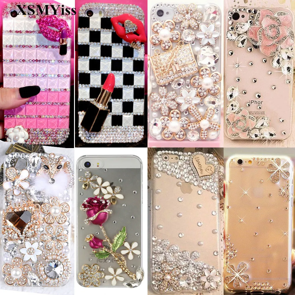 

XSMYiss Fashion Bling Rhinestone Crystal diamond Pearl Soft phone case For Samsung A3 A5 A7 2017 A9 A8 A6 PLUS A50 A70 A51 A71