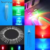 50pcs led light 3mm 5mm 3pin dual colour red bluered green clear common anodecathode