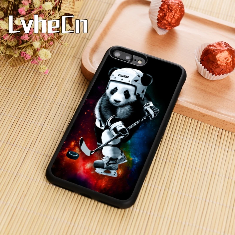 LvheCn панда играть Хоккей корпус чехол для телефона iPhone 5 6 6s 7 8 plus 11 pro X XR XS max samsung S7 edge