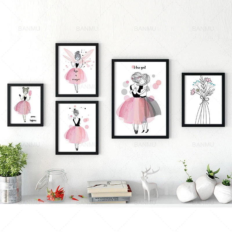 Картина на холсте цветы для девочек настенный постер в скандинавском стиле без