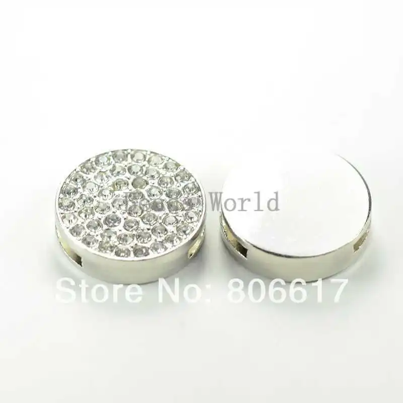 Лучшее качество 5 шт Серебряный тон прозрачный горный хрусталь круглый слайд