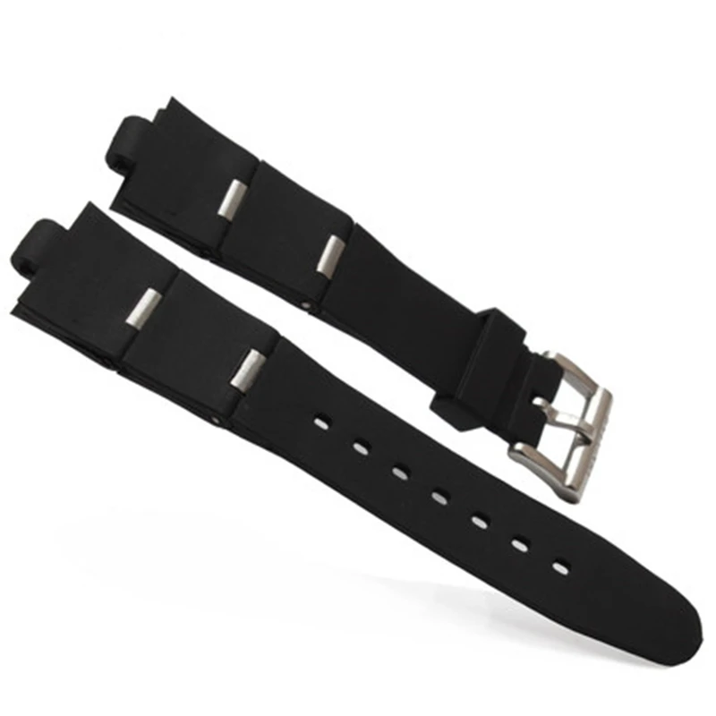 22mm 24mm Men Woman Black With Silver Rose Gold Buckle Silicone Rubber Watch Band Strap For  BVLG Diagono Bracelet Wristband