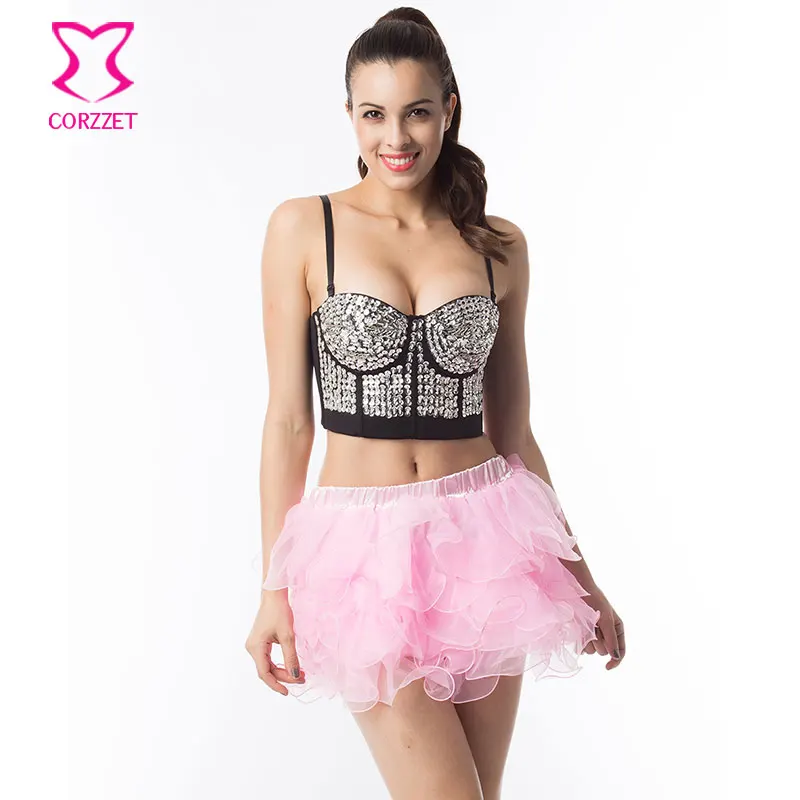 (2 шт./лот) бюстгальтер бюстье с блестками золотого/серебряного цвета женское