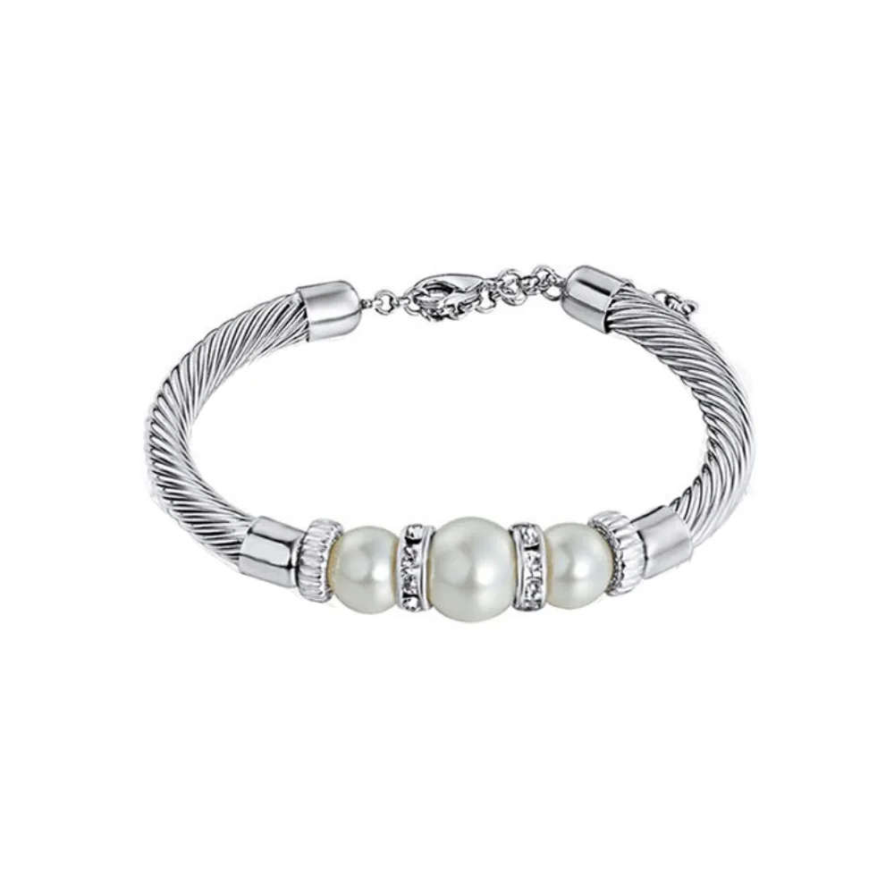 New Fashion Imitation Pearl Charm Viking Bracelets Three Color Bangles For Women Snake Arm Bracelet Love Bangle | Украшения и