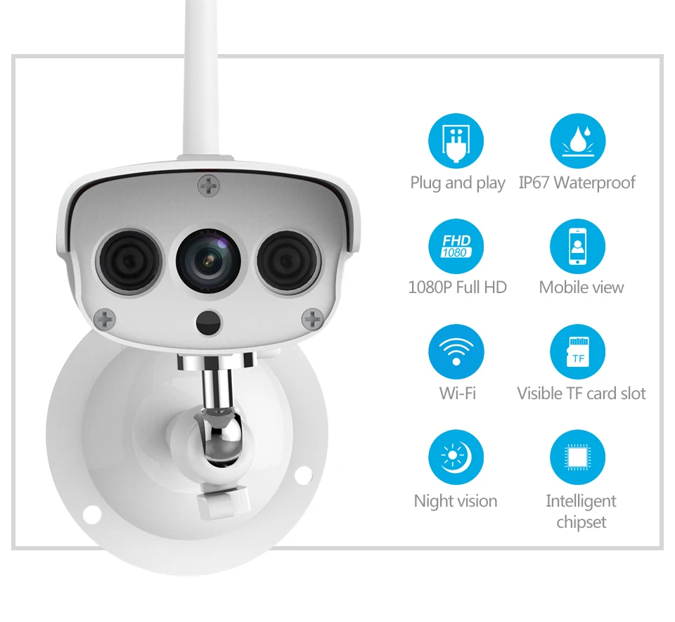Беспроводная Wi-Fi ip-камера для улицы, 1080 P, безопасность, ночное видение, Full HD, IP67, водонепроницаемая камера наблюдения, 2 МП, IR Cut, сетевая пуля