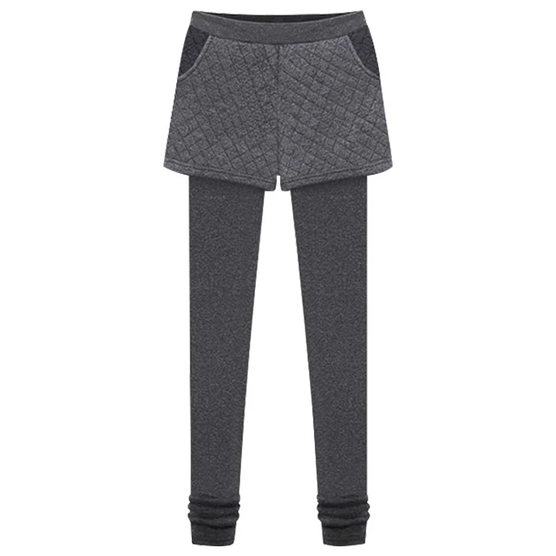 Женские Зимние флисовые штаны вязаные теплые бархатные леггинсы из двух частей