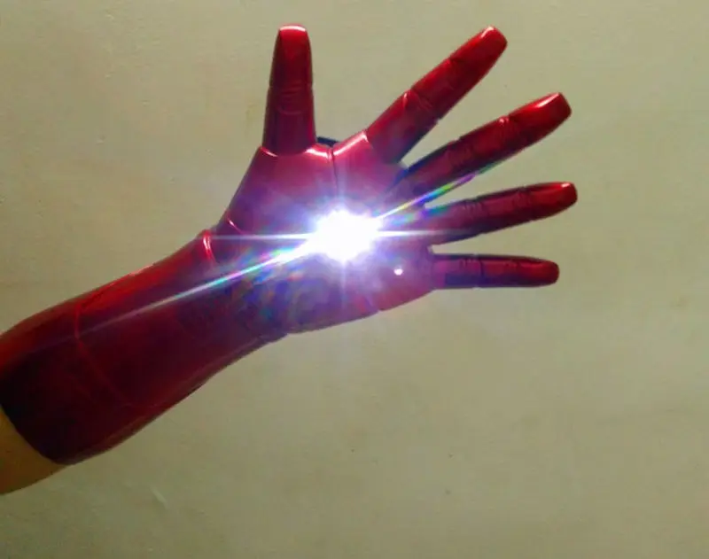

1:1 scale Super hero Iron LED Light Gloves Arm Figure Model Toy Infrared emission Glove Cosplay costume party child kids gift
