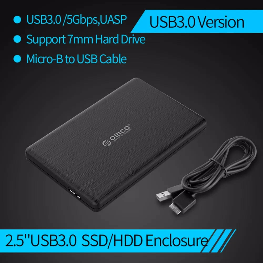 Чехол ORICO HDD 2,5 ''type-C SSD корпус USB3.1 10 Гбит/с USB C SSD футляр для внешнего жесткого диска HighSpeed для 7 мм SSD Поддержка UASP