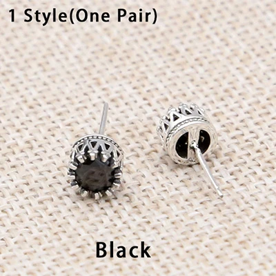 1 Style One Pair Креативная женская серьга в стиле хип-хоп, 4 стиля, Настоящее серебро, 925 пробы, хорошее ювелирное изделие для женщин и мужчин, серьги-гвоздики с мозаичным камнем E04 - Цвет камня: 1 Style One Pair