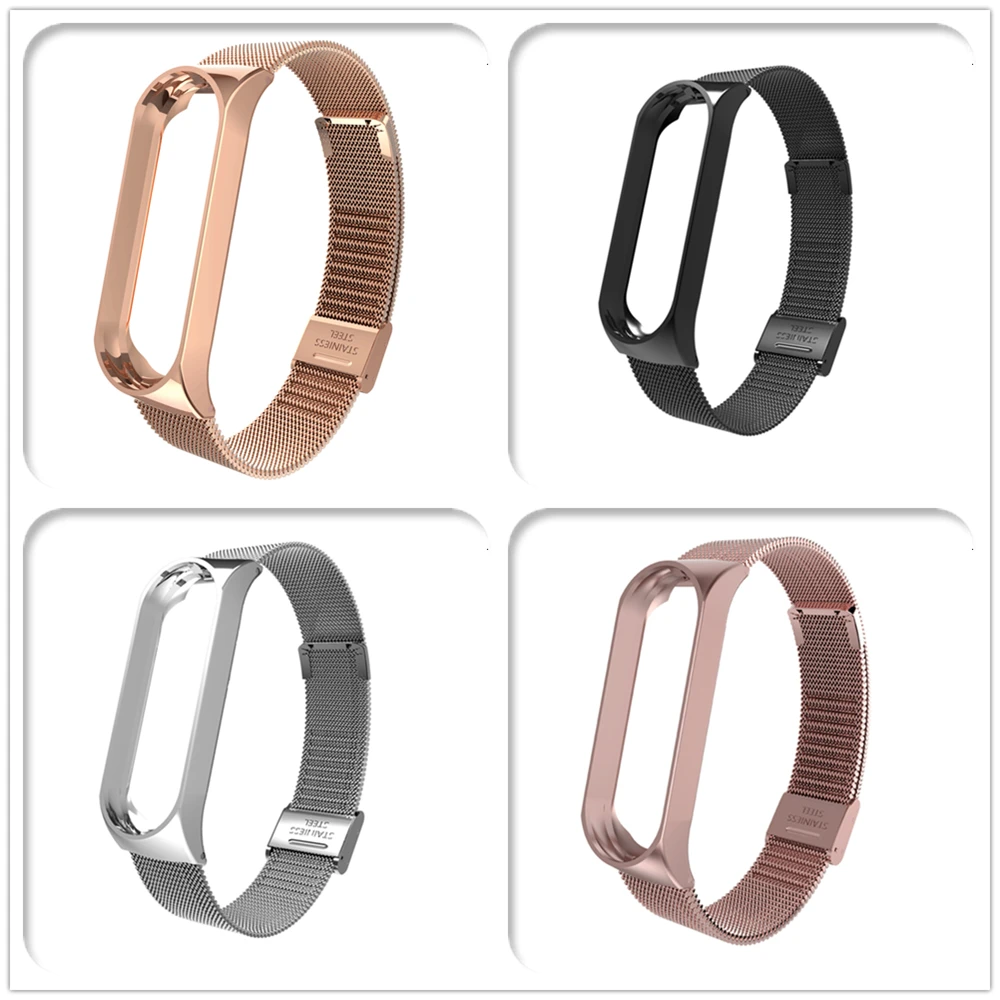Ремешок на запястье для Xiaomi Mi Band 3 MiBand металлический браслет из нержавеющей