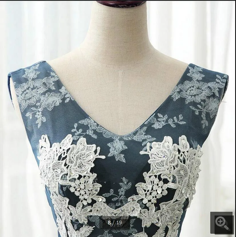 Robe De Soiree темно-синее кружевное бальное платье реальное изображение для