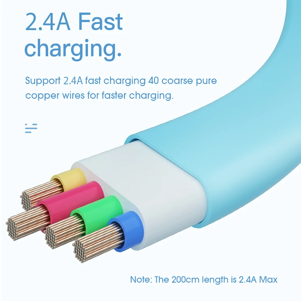 Кабель Essager USB Type C для быстрой зарядки телефонов Android 2.4A 0.3 2 м|Кабели мобильных